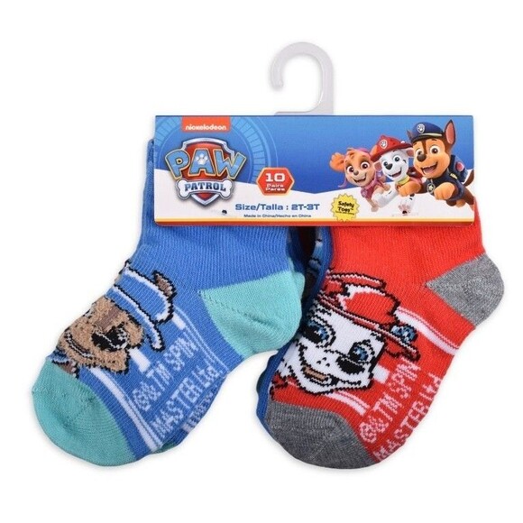 Paw Patrol Boy's Toddler Ankle Socks (10 Pack) Nickelodeon Kids School Sz 2T-3T - Picture 1 of 5